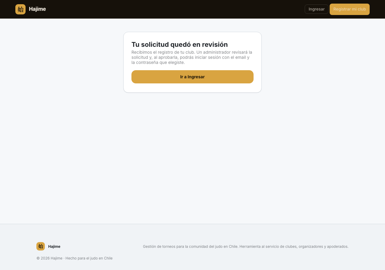 Confirmación: tu solicitud quedó en revisión